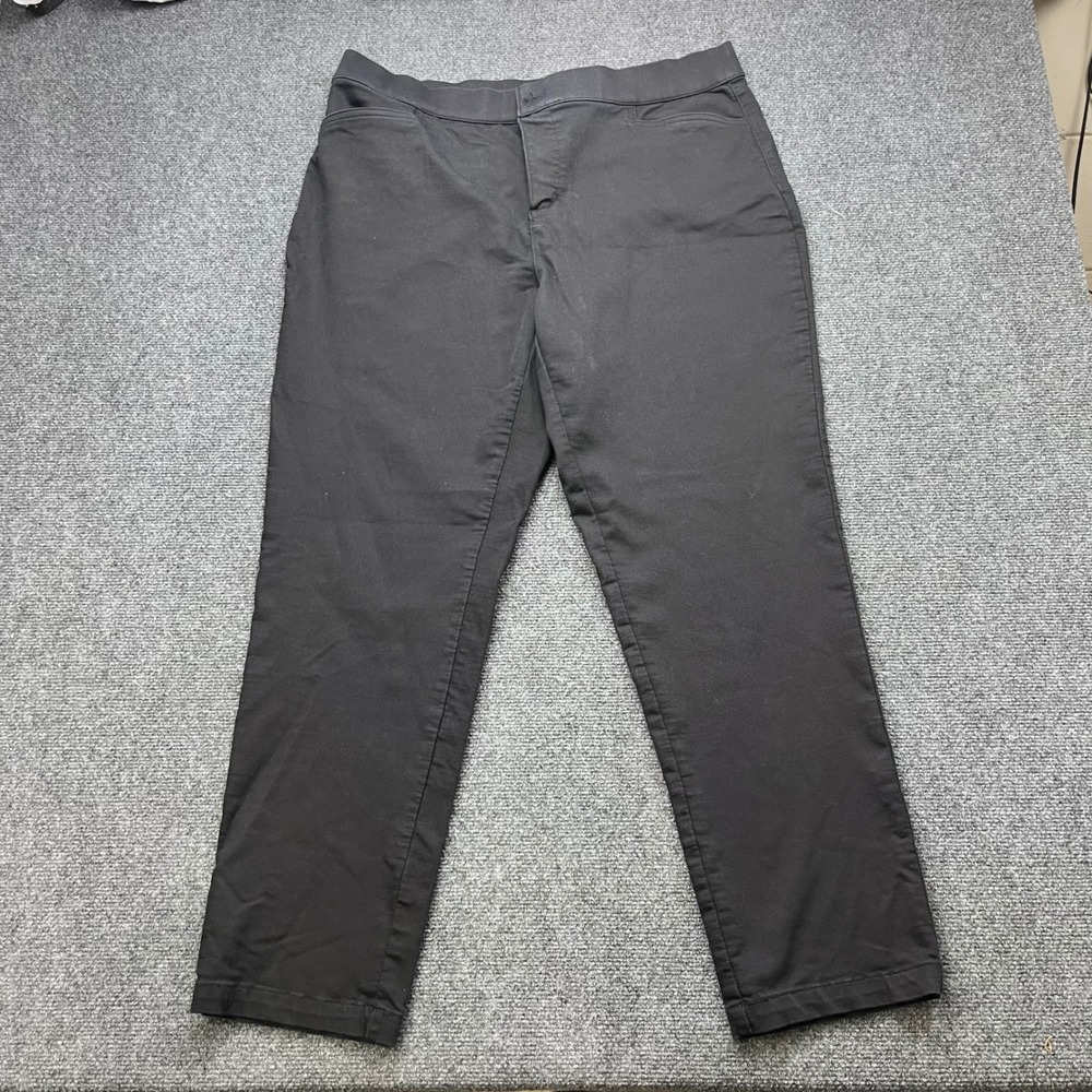 Intro Love The Fit Stretch Career Workwear Black Pull On Tapered Trousers